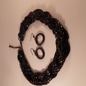 Braided Mesh Necklace Earing Set